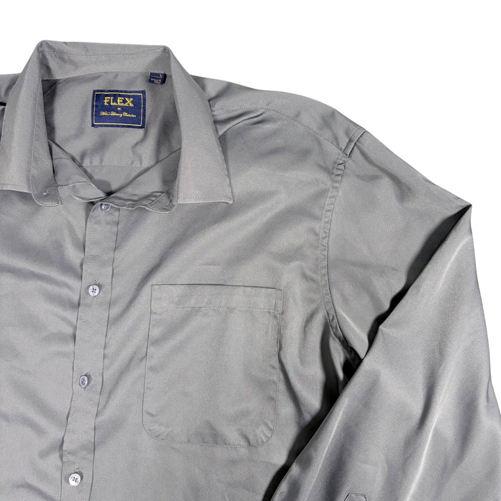 Flex Mens Luxury Collection Gray Long Sleeve Button Down Shirt‎ L Italy Design